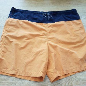 Nautica Swim Trunks Mesh Lined Board Shorts Men's L Spell-Out Orange Black